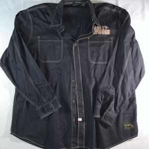 Harley Davidson Mens Button up with Tan Stitiching